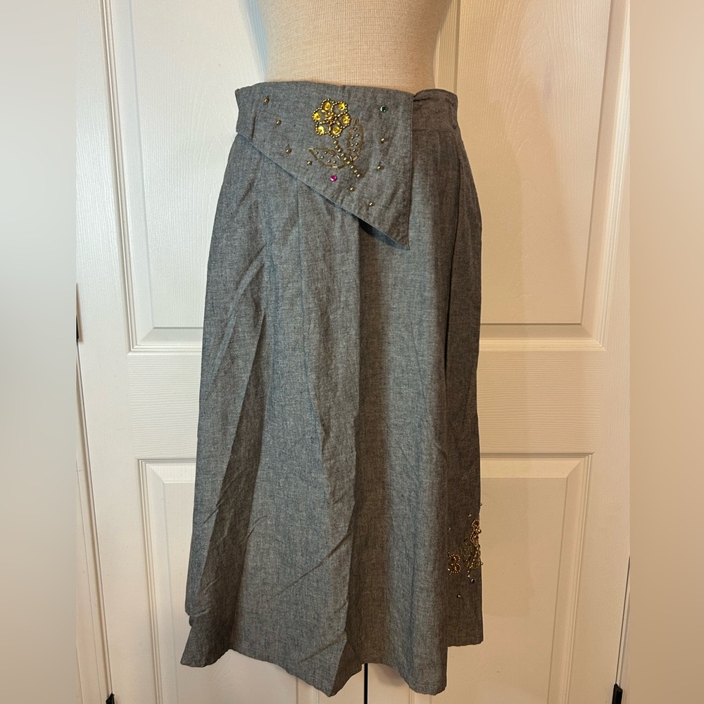 Vintage 80’s Gold Bead‎ Appliqué Gray 2-piece Outfit Sz M Western Square Dance - Picture 7 of 14